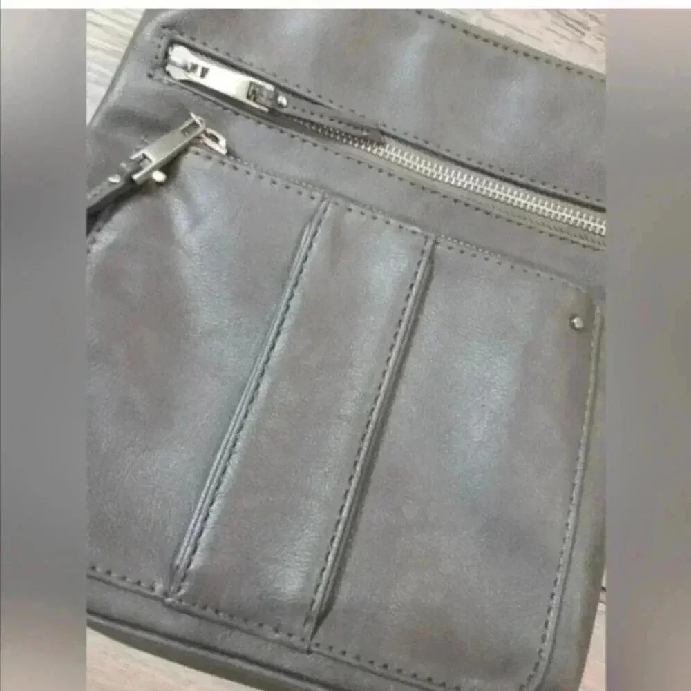 Grey Faux Leather Crossbody with Chain Strap NWOT
